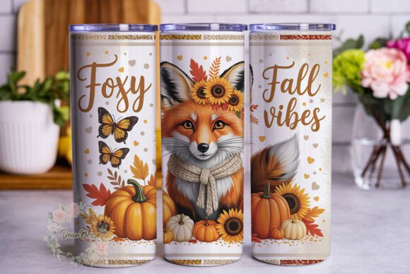 Autumn Fox Fall Vibes Graphics for Tumbler Wraps