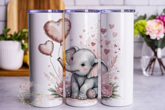 Baby Elephant Heart Balloons Tumbler Graphics & Wraps