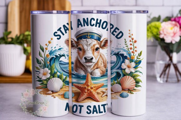 Cute Highland Cow Sailor Tumbler Graphics & Wraps