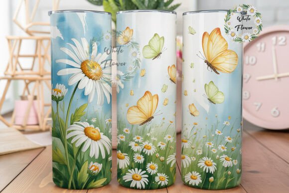 Daisy Butterfly Springtime 20oz Tumbler Graphics and Tumbler Wraps