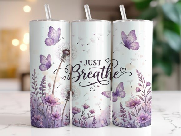 Dandelion Just Breathe Tumbler Wraps Graphics