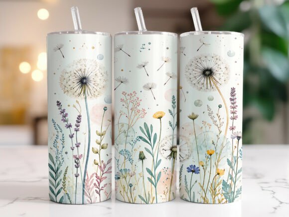 Dandelion Wildflower 20oz Tumbler Wrap Graphics