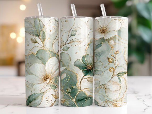 Elegant Floral Gold Marble Tumbler Wrap Graphics Review