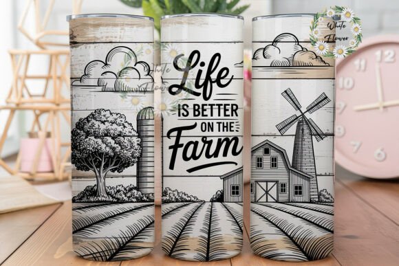 Farm Life Rustic Wood 20oz Tumbler Wrap Graphics