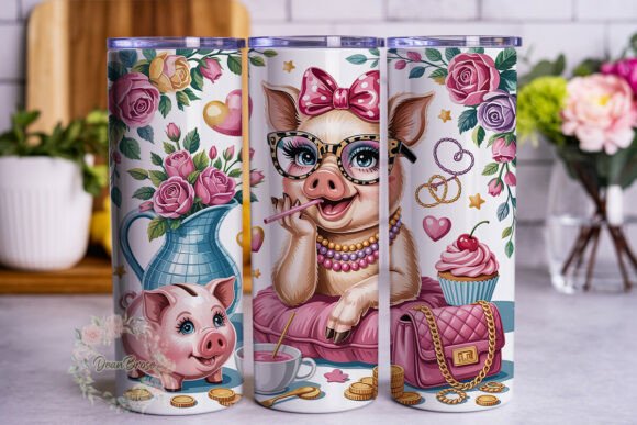 Glam Pig Pink Theme Tumbler Wrap Graphics Review
