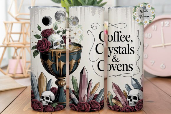 Gothic Skull Rose Coffee 20oz Tumbler Graphics