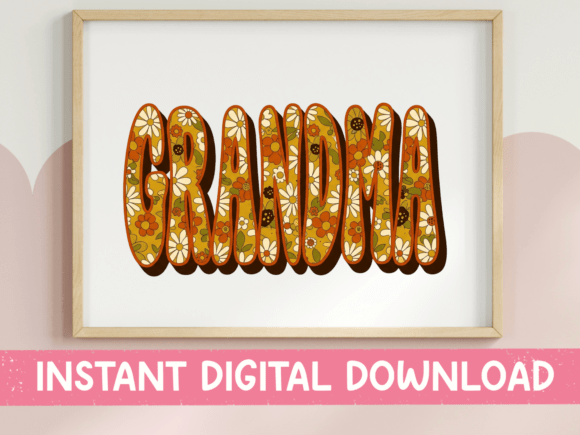 Grandma Floral Bubble Letters SVG for Graphics & Crafts