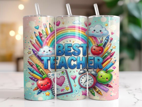 Graphics for Tumbler Wraps: Colorful Best Teacher 20oz Review