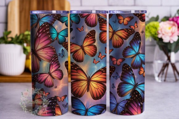 Luminous Butterfly Blue Purple Tumbler Graphics