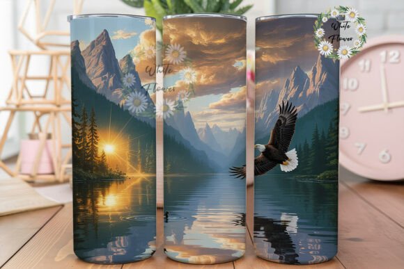 Majestic Eagle Mountain Lake Tumbler: Graphics & Tumbler Wraps