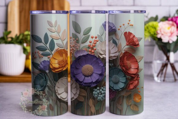 Muted Floral Elegance Tumbler Wraps & Graphics