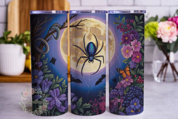 Mystical Moon Spider Night Tumbler Wraps Graphics Review