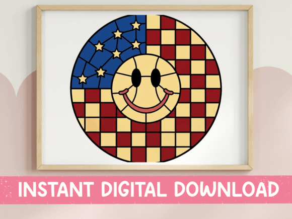 Patriotic Smiley Face Checkered SVG PNG: Graphics & Crafts Review