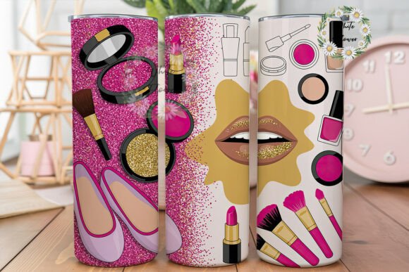 Pink Glitter Makeup 20oz Tumbler Wrap