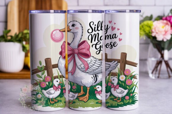 Silly Mama Goose Pink Bow Tumbler Wraps Graphics