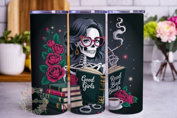 Skeleton Reading Books Tumbler Wrap Graphics Review