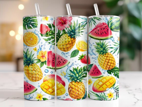 Summer Pineapple Watermelon Tumbler Wrap Graphics