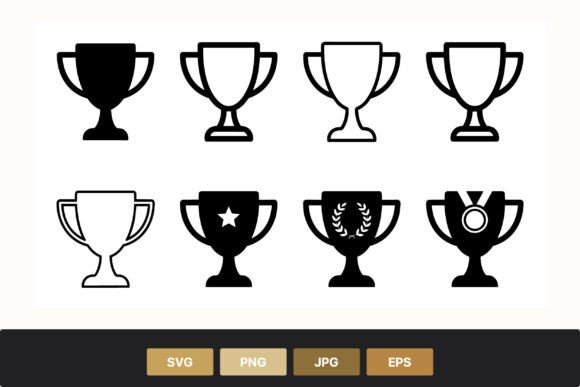 Trophy Cup Black White Vector Icons Graphics & Illustrations