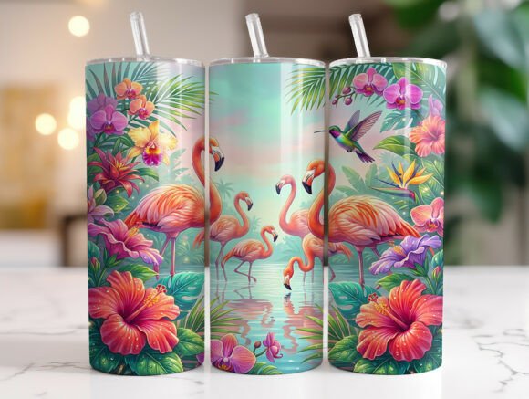 Tropical Flamingo Floral Tumbler Wrap Graphics Review