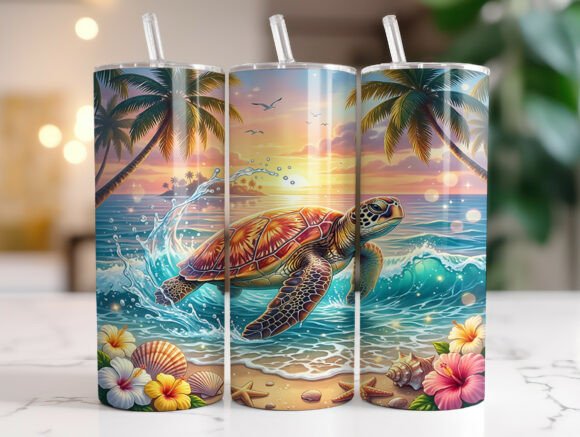 Tropical Sea Turtle Tumbler Wrap Graphics Review