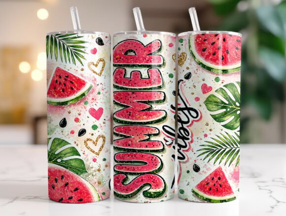 Watermelon Summer Vibes: Tumbler Wraps & Graphics